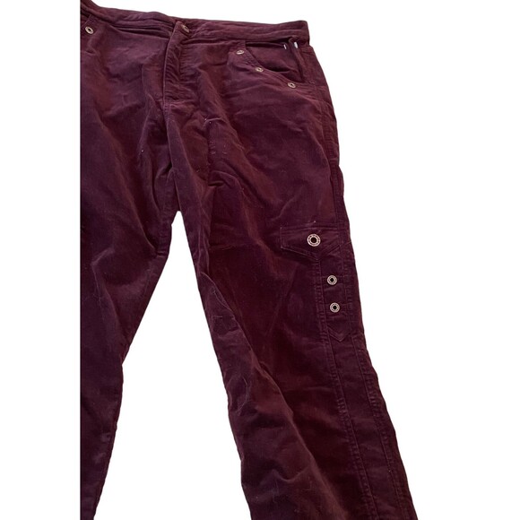 Women’s Extreme Burgundy High Waist Corduroy Jeans Size 5 Metal Studs - Picture 4 of 14